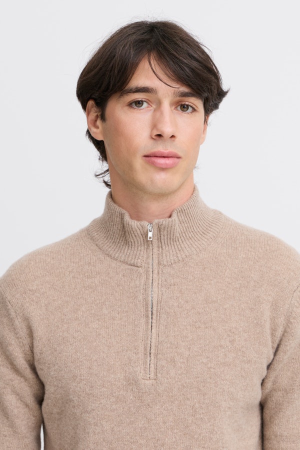 Casual Friday - CFKARL halfzip lambswool knit (Beige)