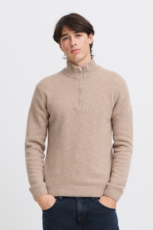 Casual Friday - CFKARL halfzip lambswool knit (Beige)