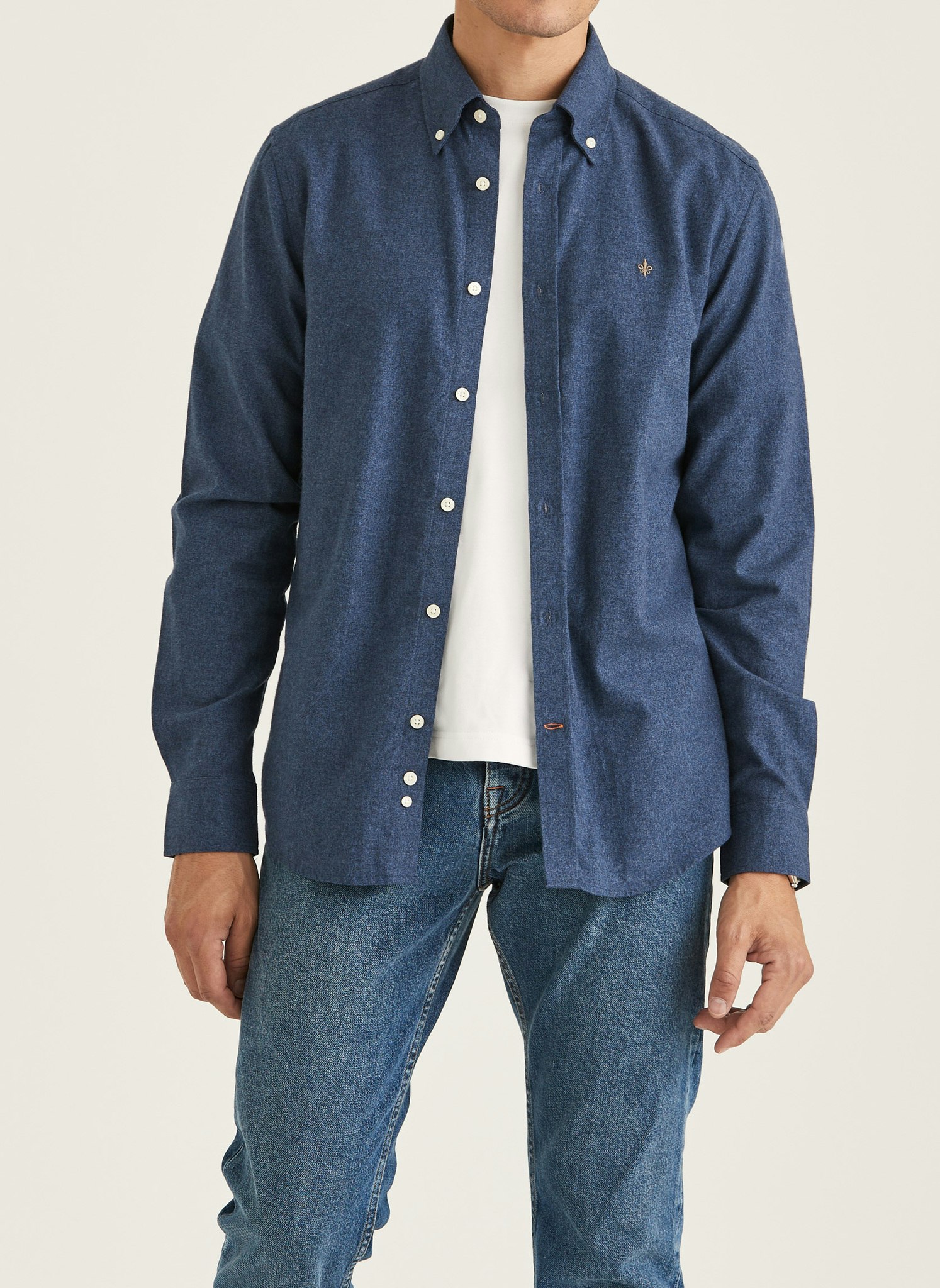 Morris - Watts Flannel Shirt-Slim Fit (Navy)