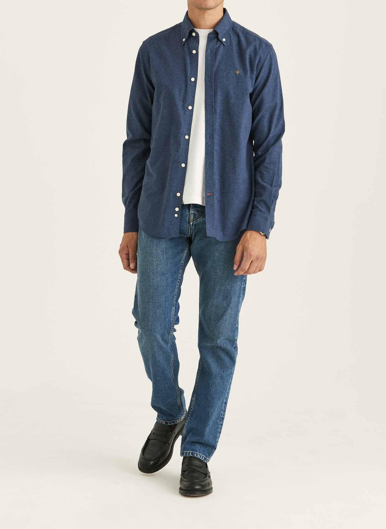 Morris - Watts Flannel Shirt-Slim Fit (Navy)