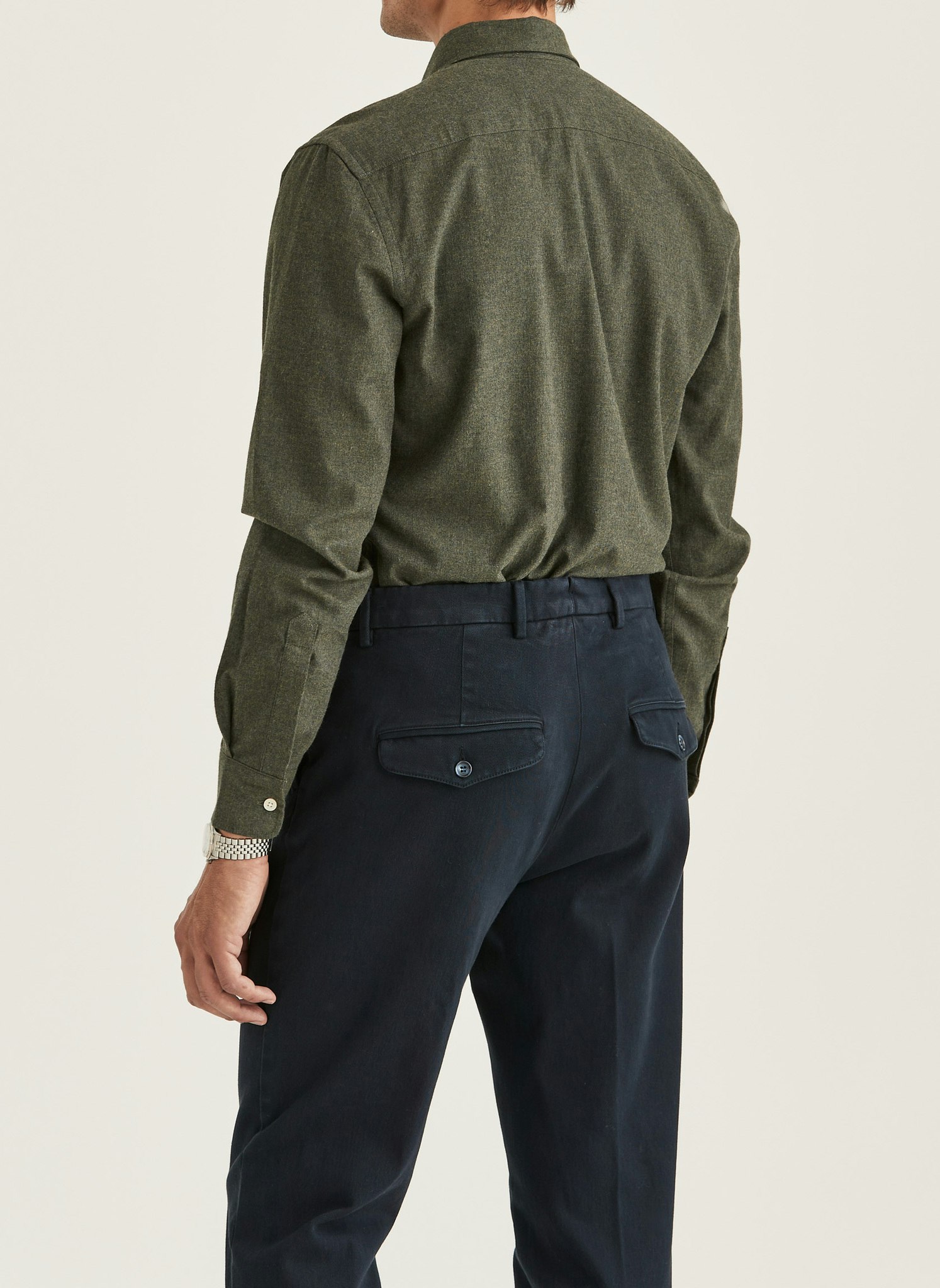 Morris - Watts Flannel Shirt-Slim Fit (Olive)