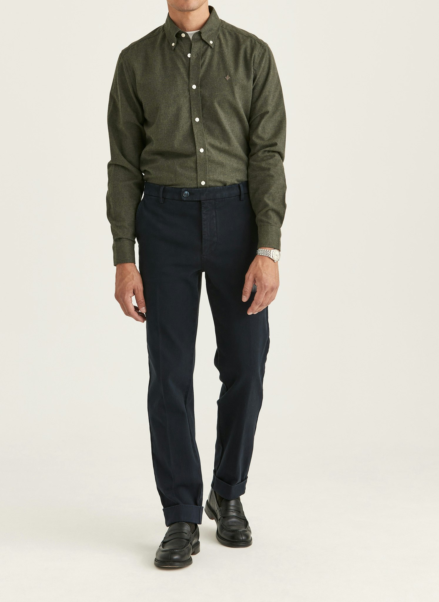 Morris - Watts Flannel Shirt-Slim Fit (Olive)