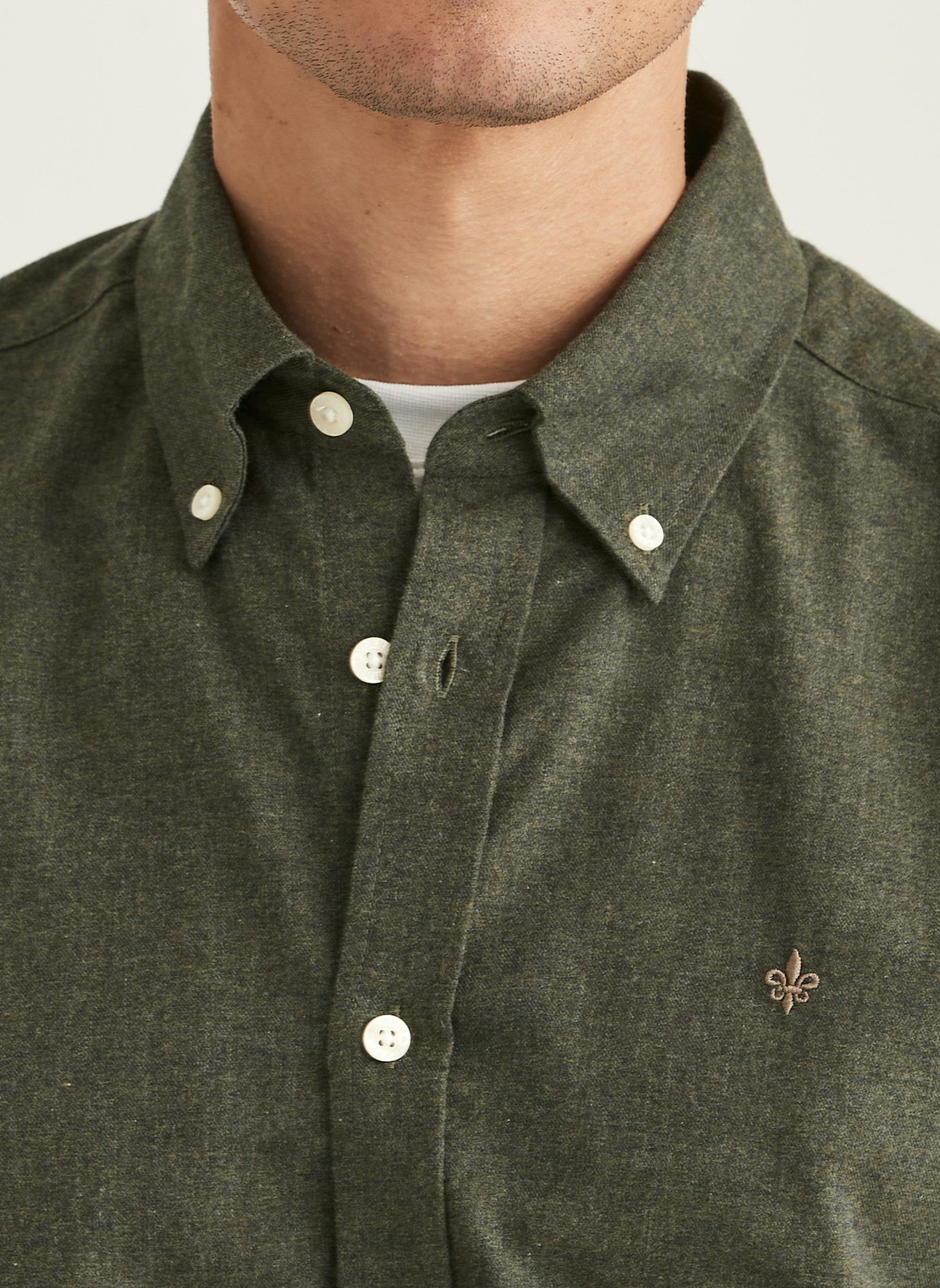 Morris - Watts Flannel Shirt-Slim Fit (Olive)