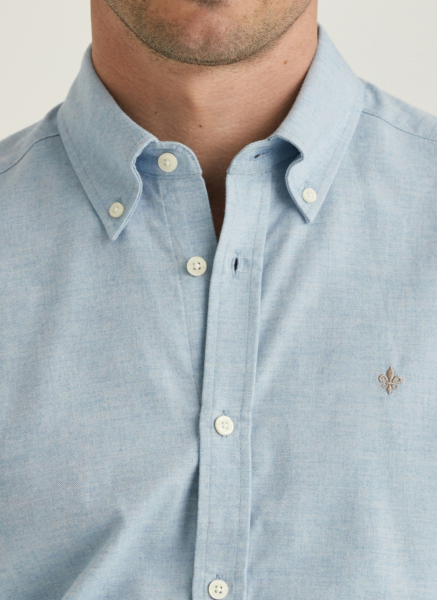 Morris - Watts Flannel Shirt-Slim Fit (Light Blue)