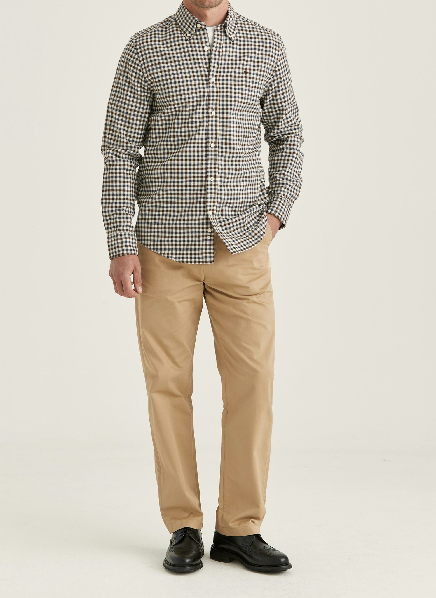 Morris - Watts Flannel Check Shirt-Slim Fit (Brown)