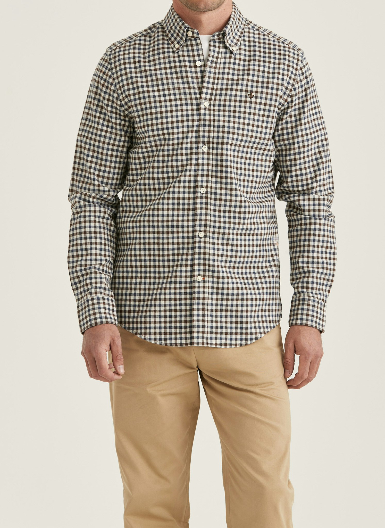 Morris - Watts Flannel Check Shirt-Slim Fit (Brown)