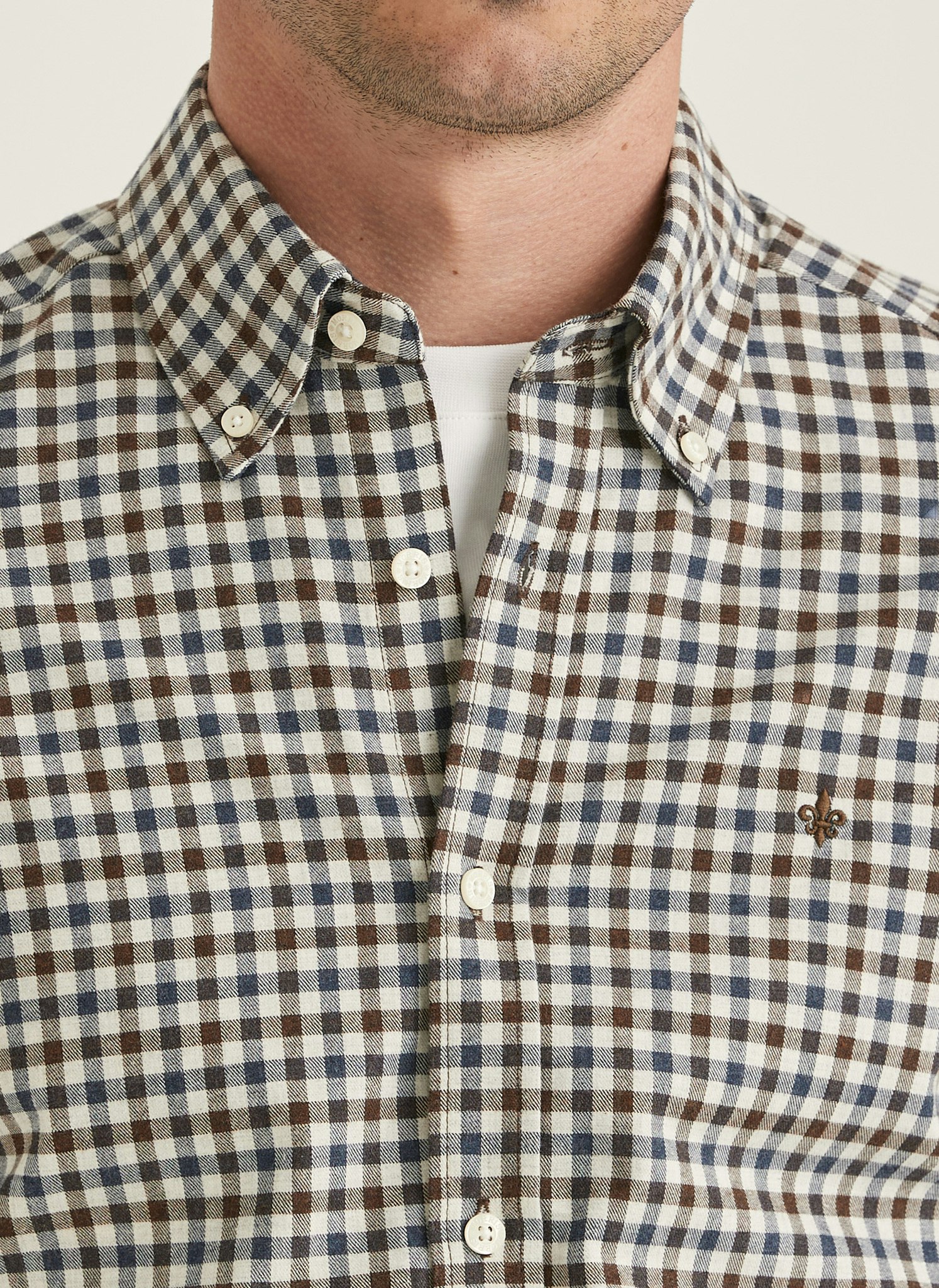 Morris - Watts Flannel Check Shirt-Slim Fit (Brown)