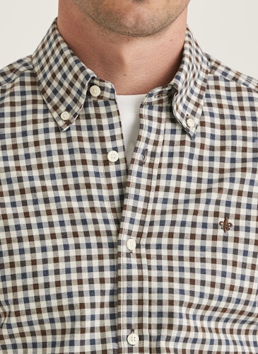 Morris - Watts Flannel Check Shirt-Slim Fit (Brown)