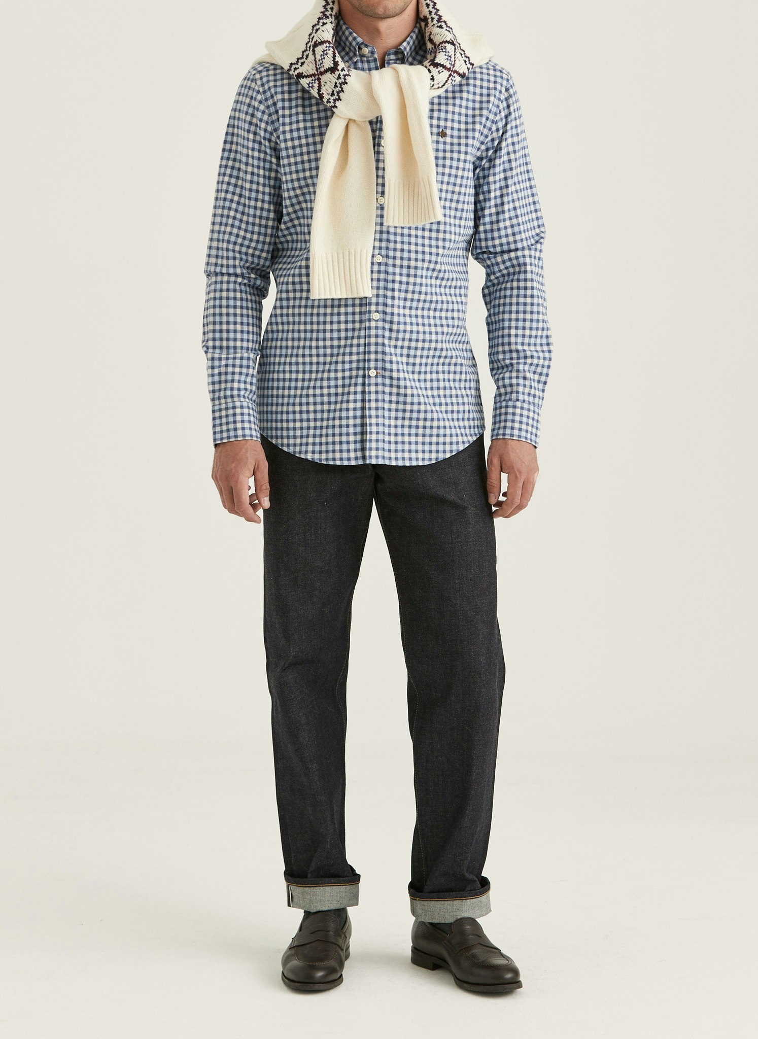 Morris - Watts Flannel Check Shirt-Slim Fit (Blue)