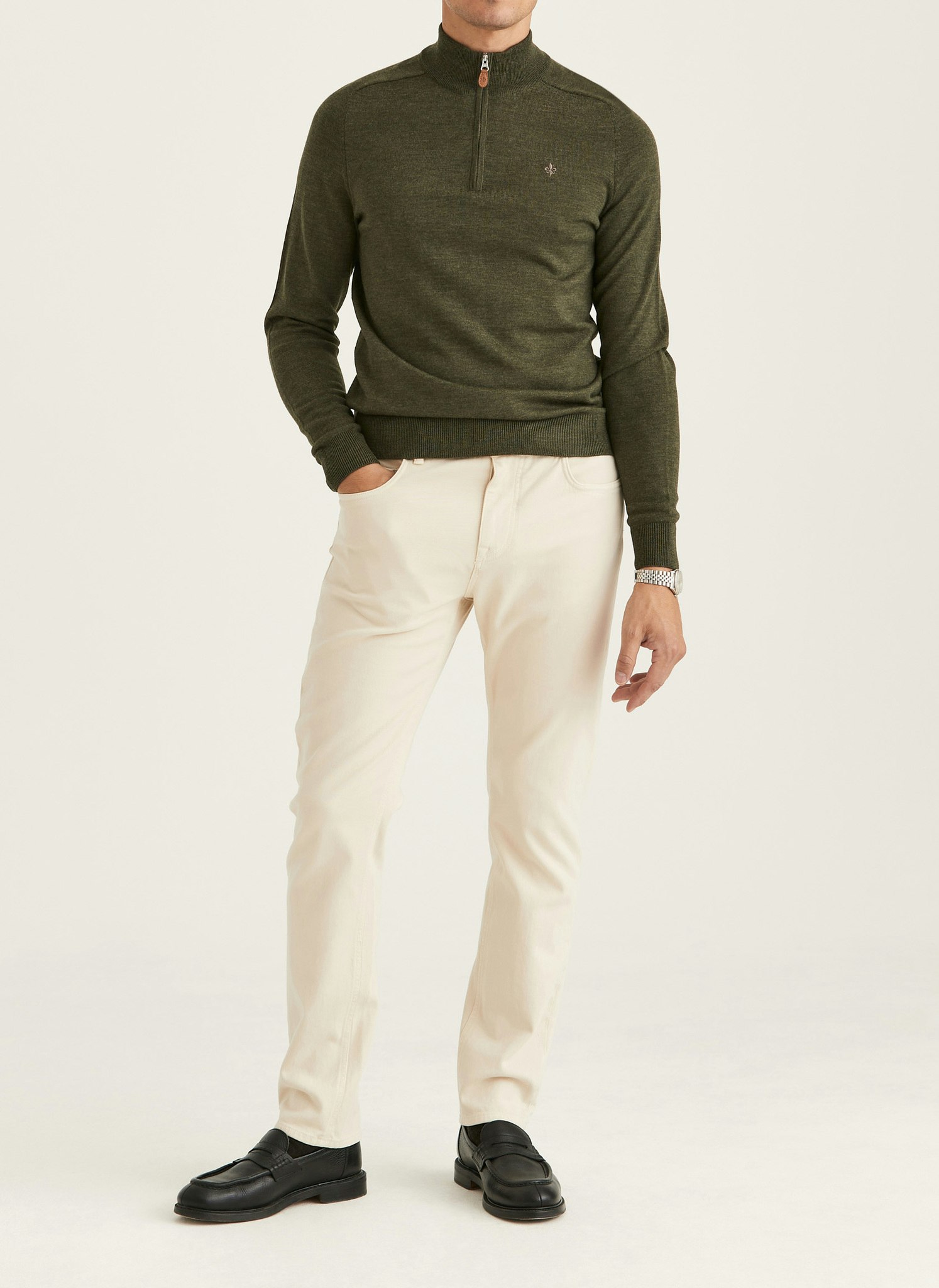 Morris - Merino John Zip (Olive)