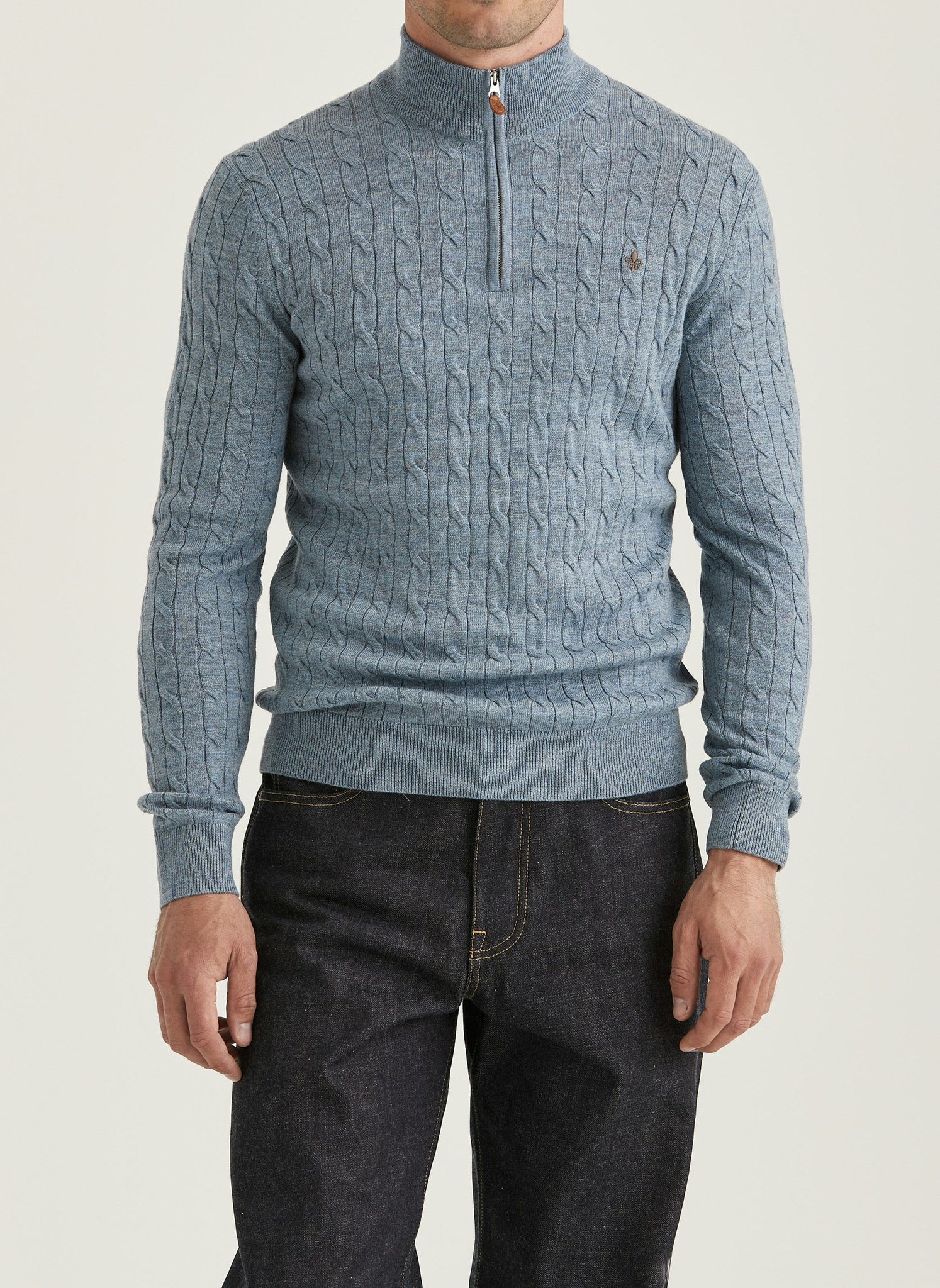 Morris - Merino Cable John Zip (Blue)