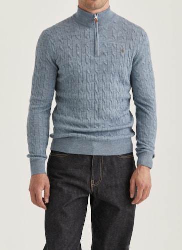 Morris - Merino Cable John Zip (Blue)