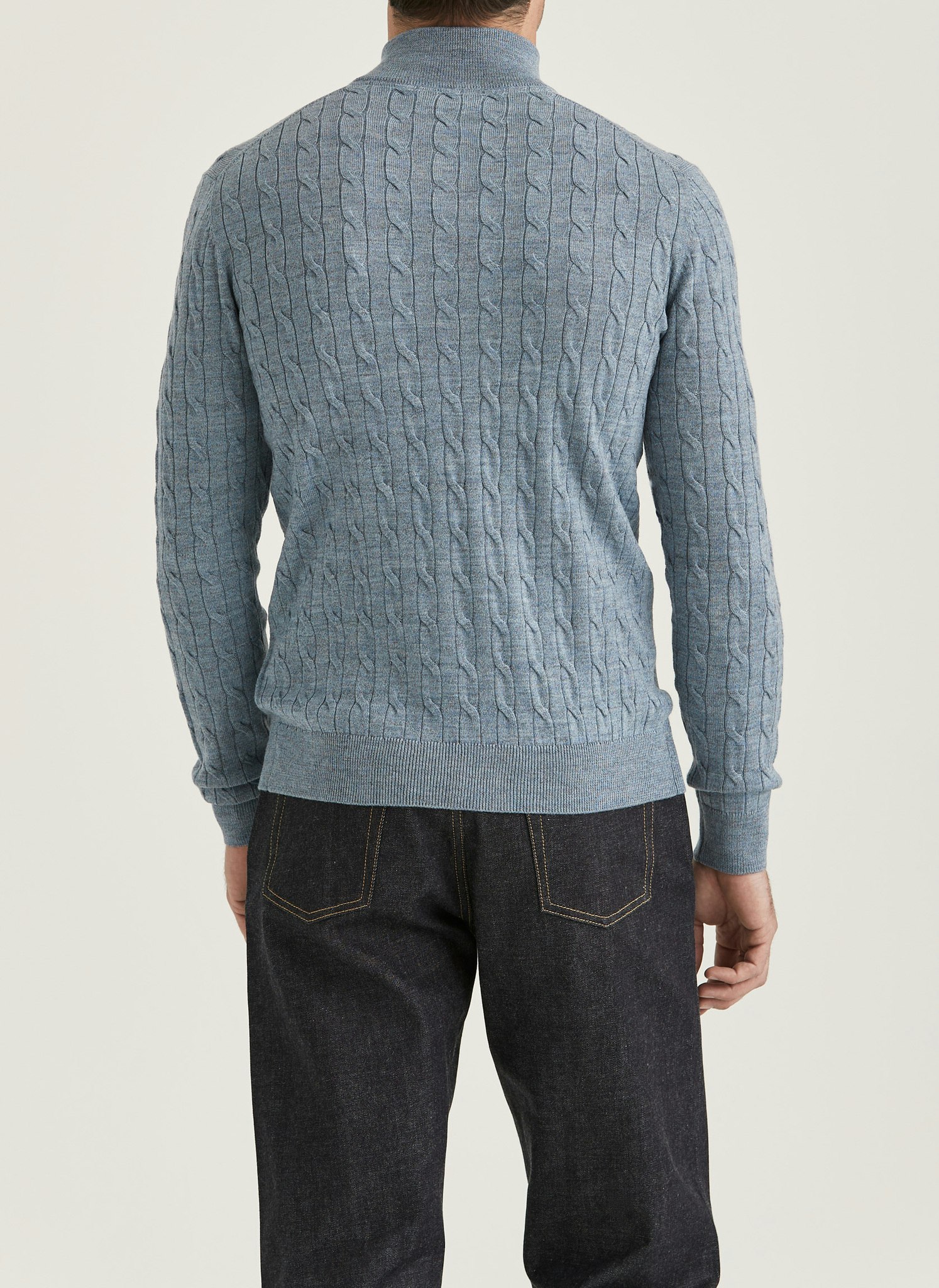 Morris - Merino Cable John Zip (Blue)