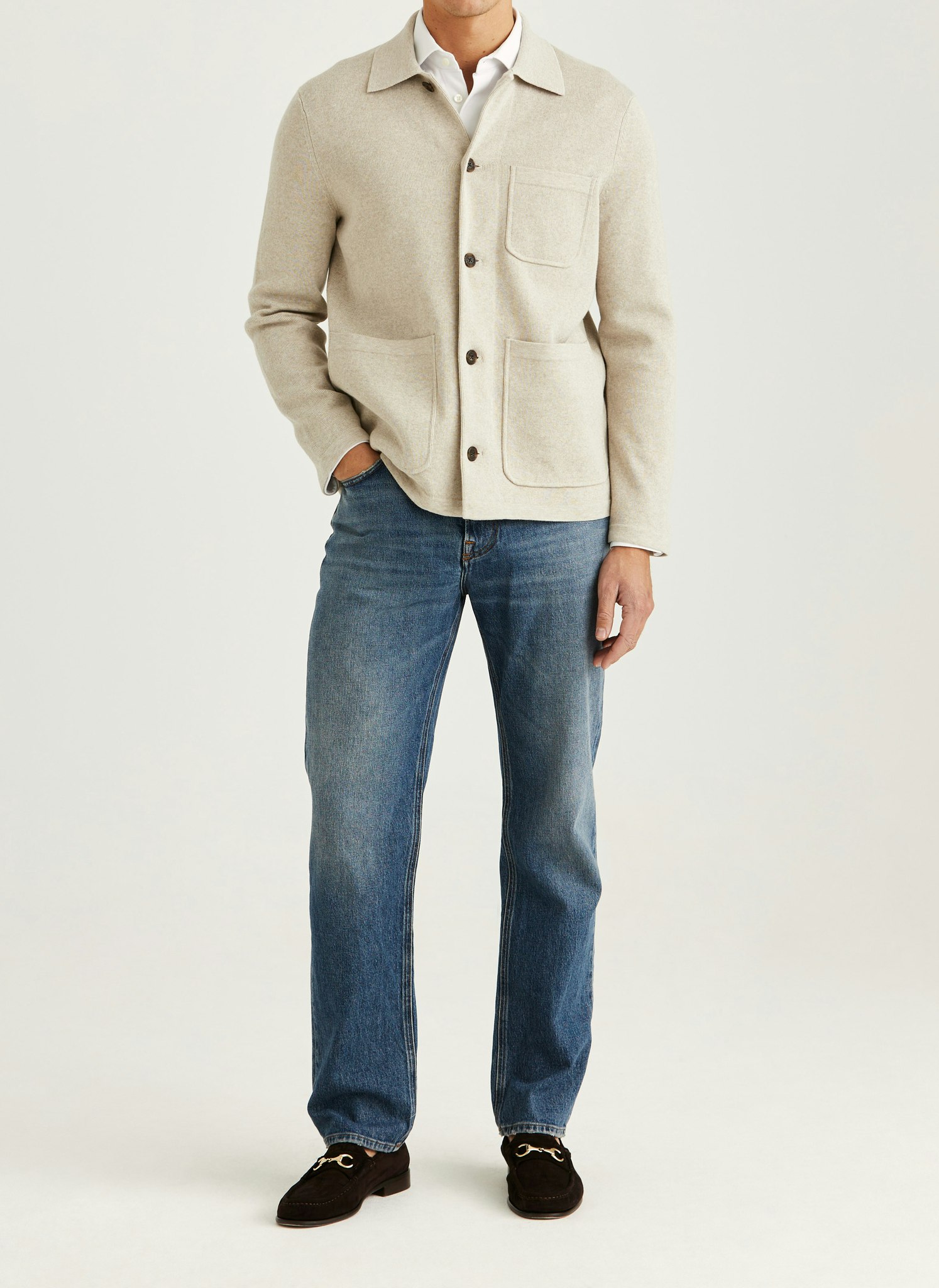 Morris - Jake Knitted Shirt Jacket (Khaki)