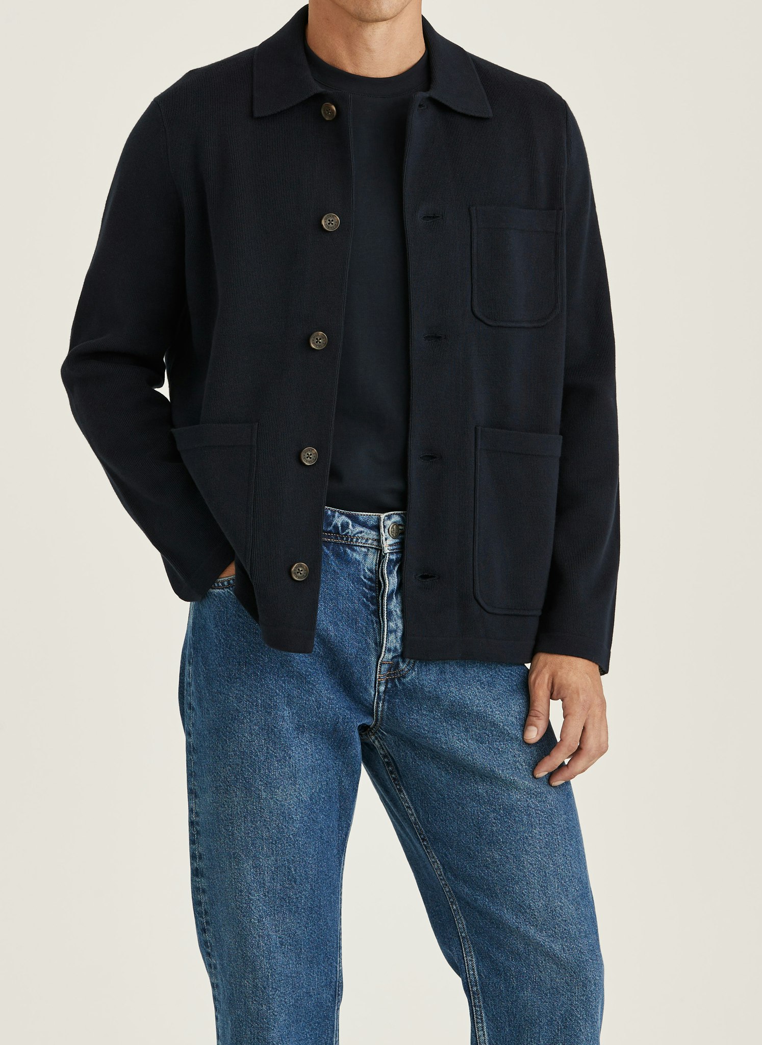 Morris - Jake Knitted Shirt Jacket (Old Blue)