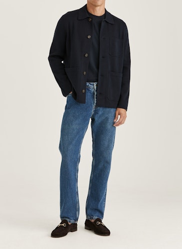 Morris - Jake Knitted Shirt Jacket (Old Blue)