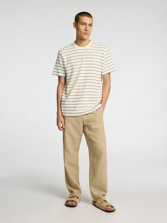 Selected Homme - SLHDJANGO STRIPE SS O-NECK TEE (Offwhite/Blue Stripe)