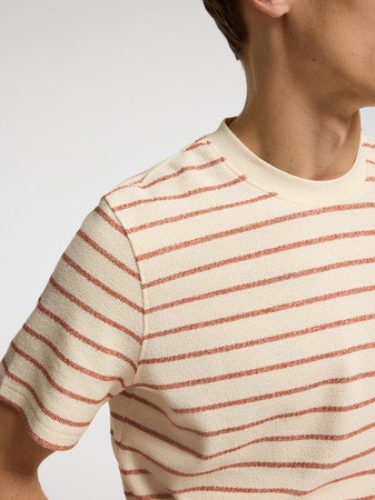 Selected Homme - SLHDJANGO STRIPE SS O-NECK TEE (Offwhite/Red Stripe)
