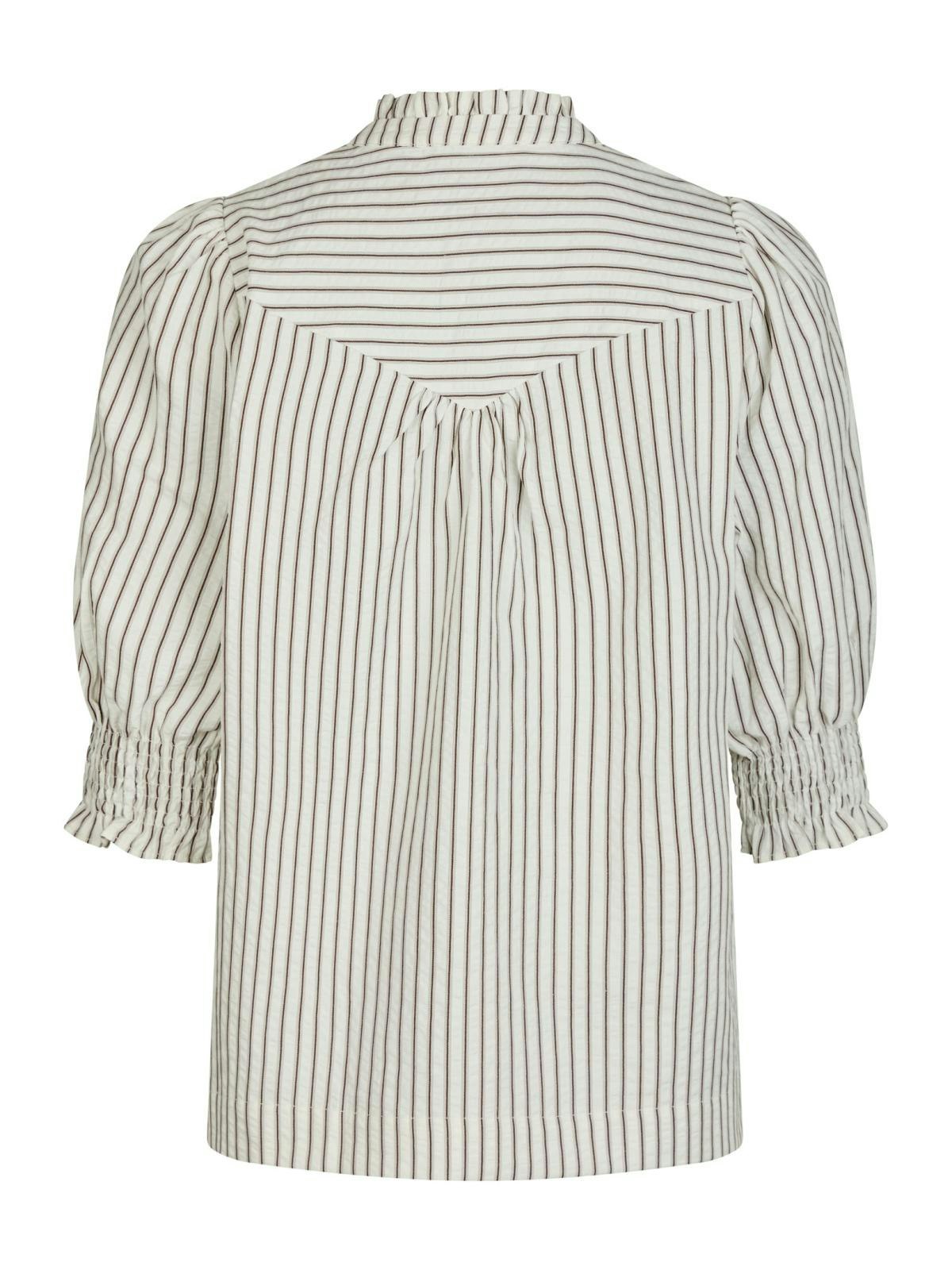 Neo Noir - Diana Crepe Stripe Blouse (Brown)