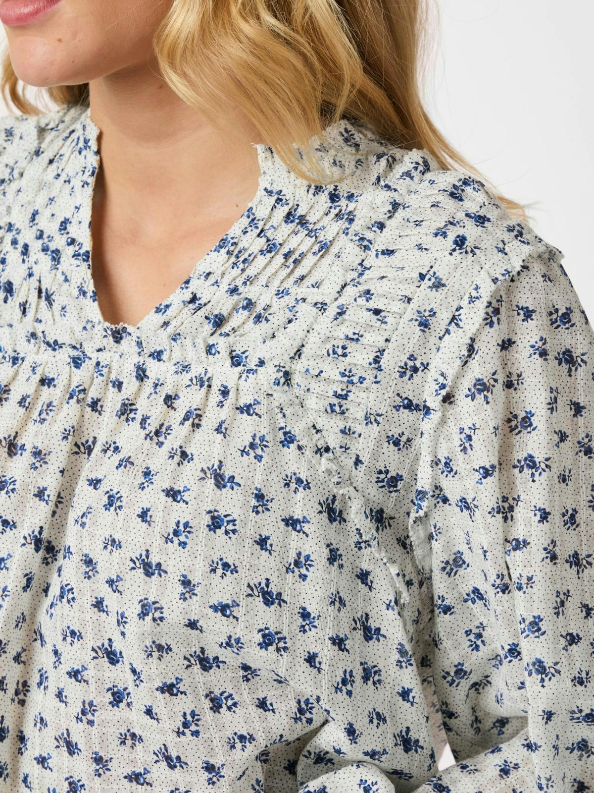 Neo Noir - Nipoa Dot Flower Blouse (Blue)