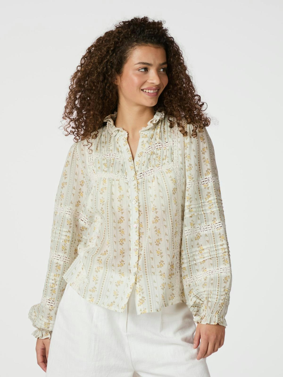 Neo Noir - Lyla Soft Border Blouse (Dusty Yellow)