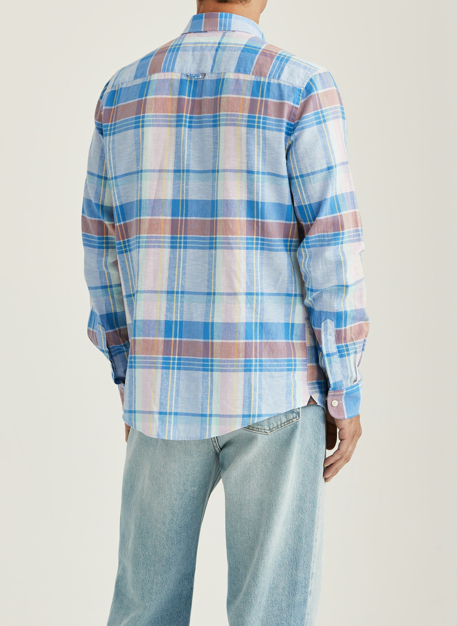 Morris - Happy Linen Check Shirt - Classic Fit (Light Blue)