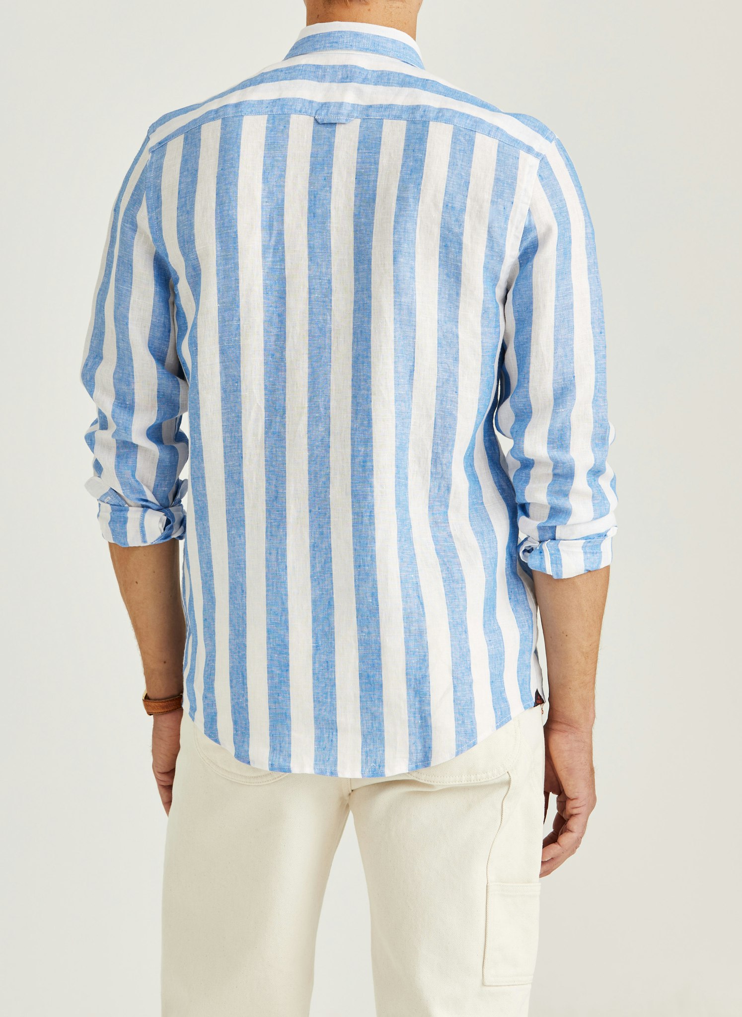 Morris - Douglas Linen Stripe Shirt-Classic Fit (Blue)