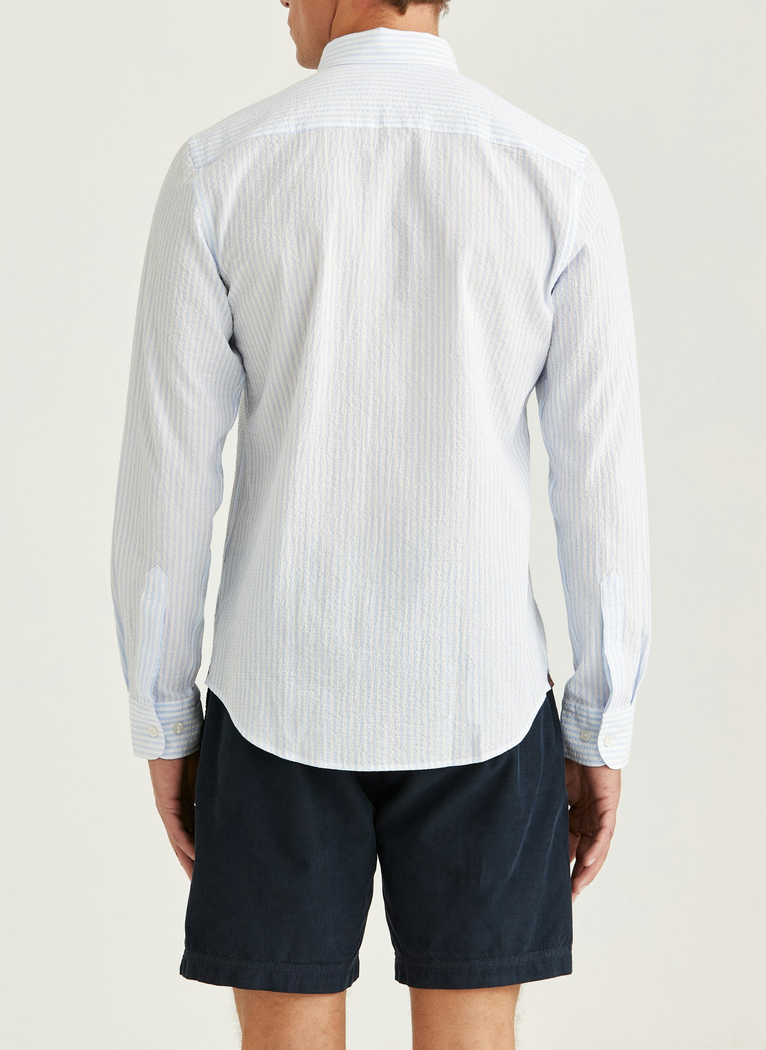 Morris - Seersucker Shirt-Slim Fit (Light Blue)