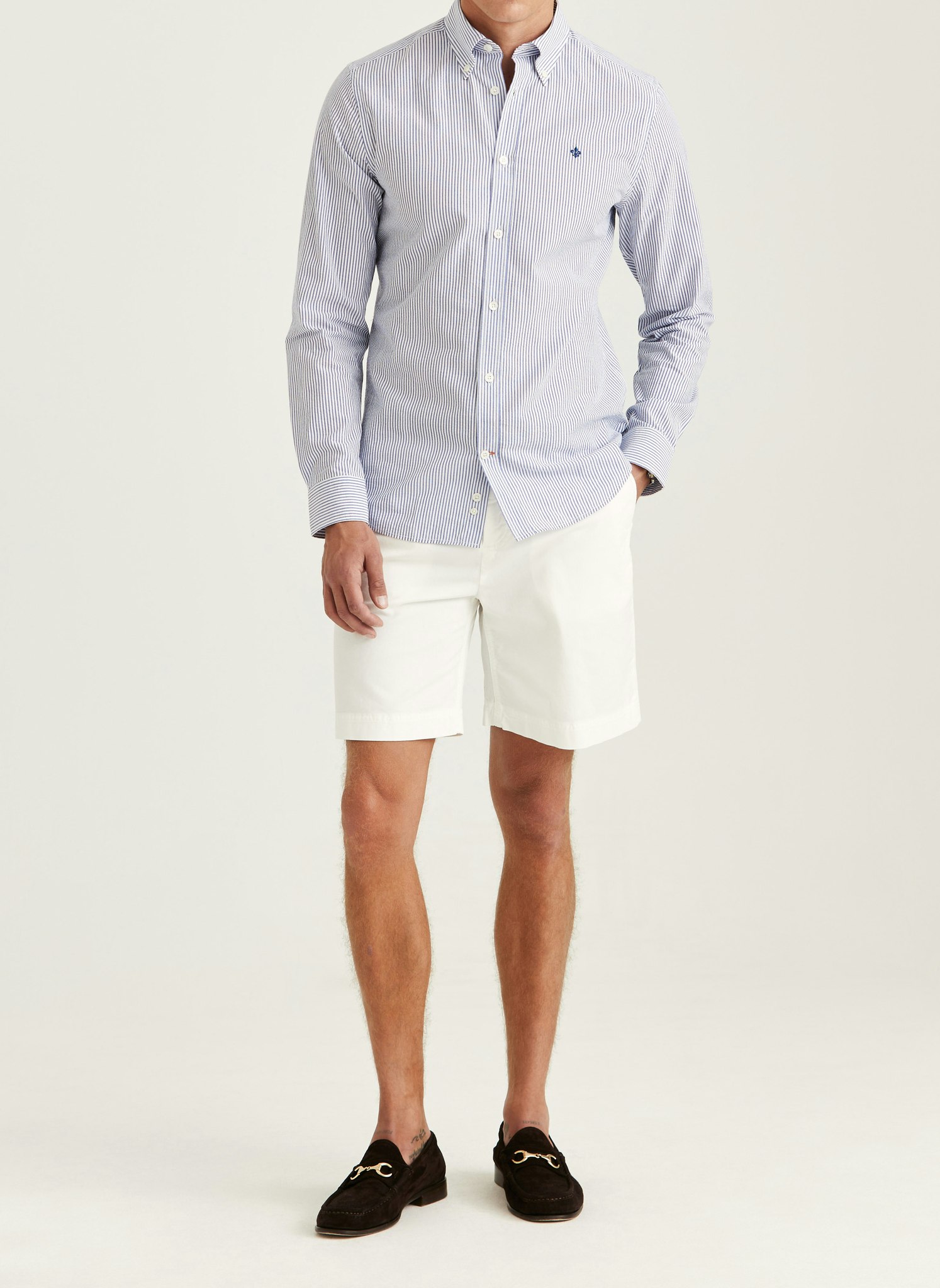 Morris - Seersucker Shirt-Slim Fit (Old Blue)
