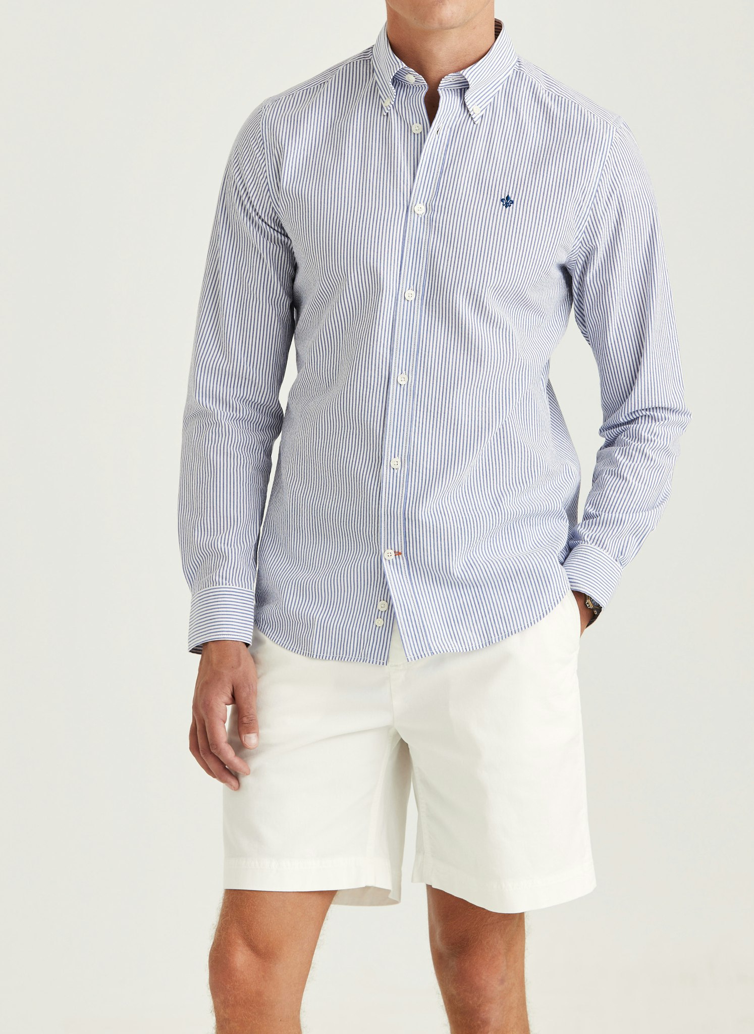 Morris - Seersucker Shirt-Slim Fit (Old Blue)