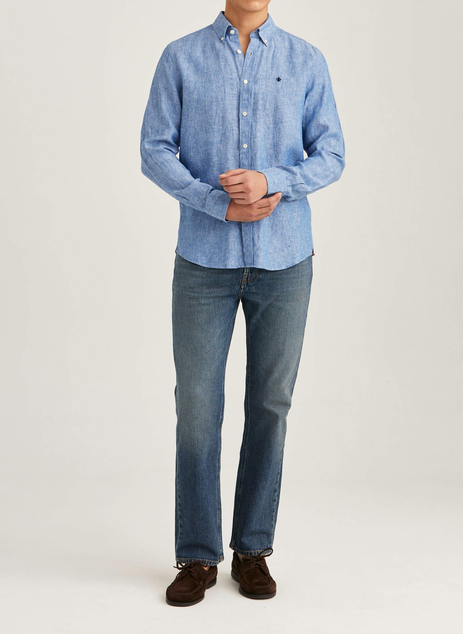 Morris - Douglas Linen Shirt-Classic Fit (Blue)