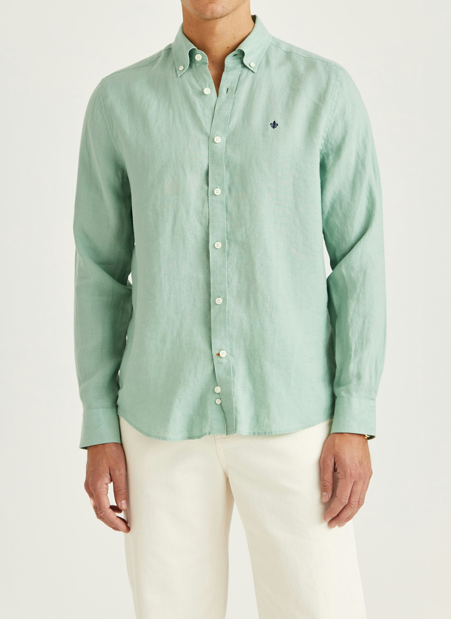 Morris - Douglas Linen Shirt-Classic Fit (Green)
