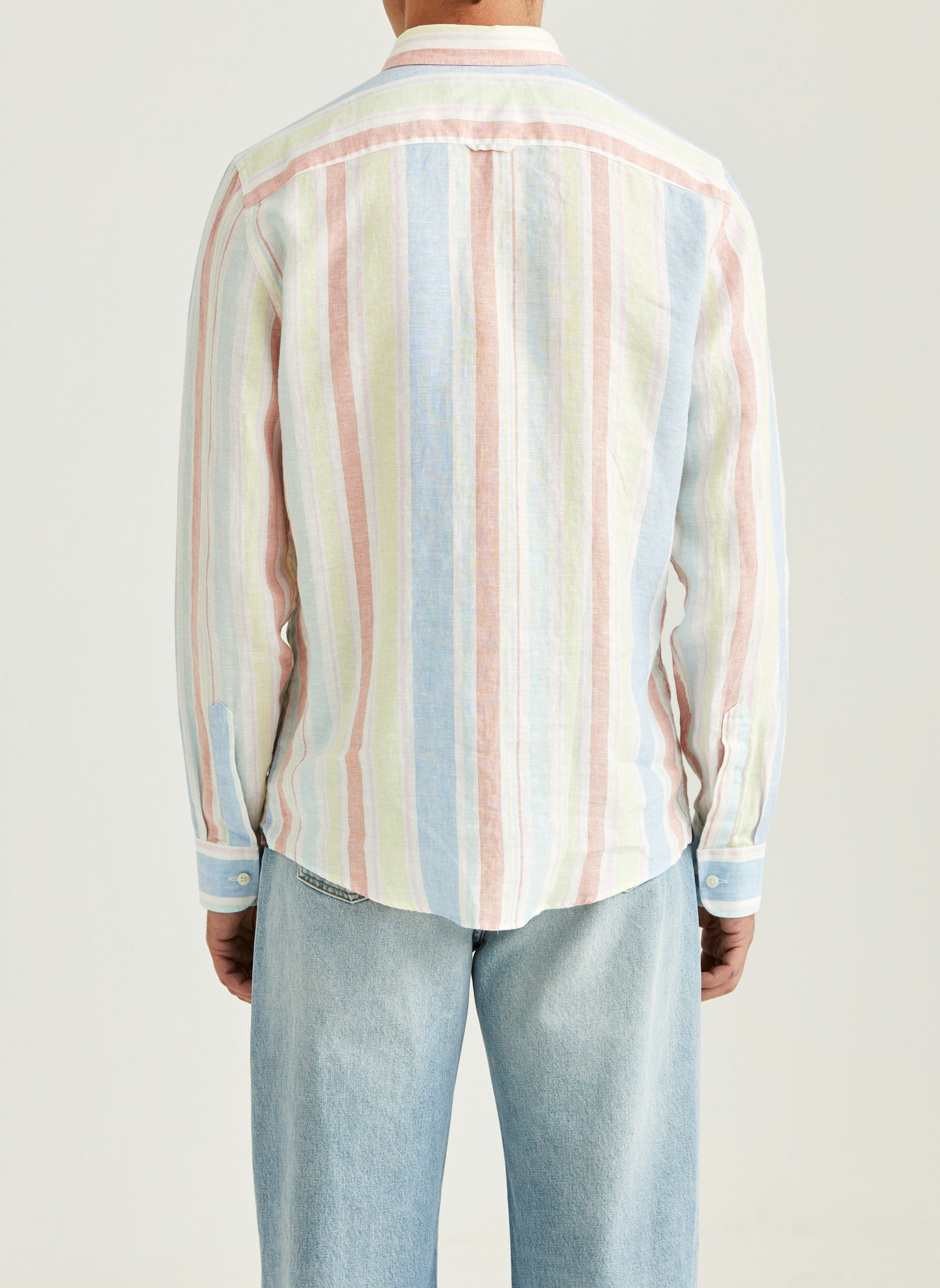Morris - Happy Linen Stripe Shirt - Classic Fit (Yellow)