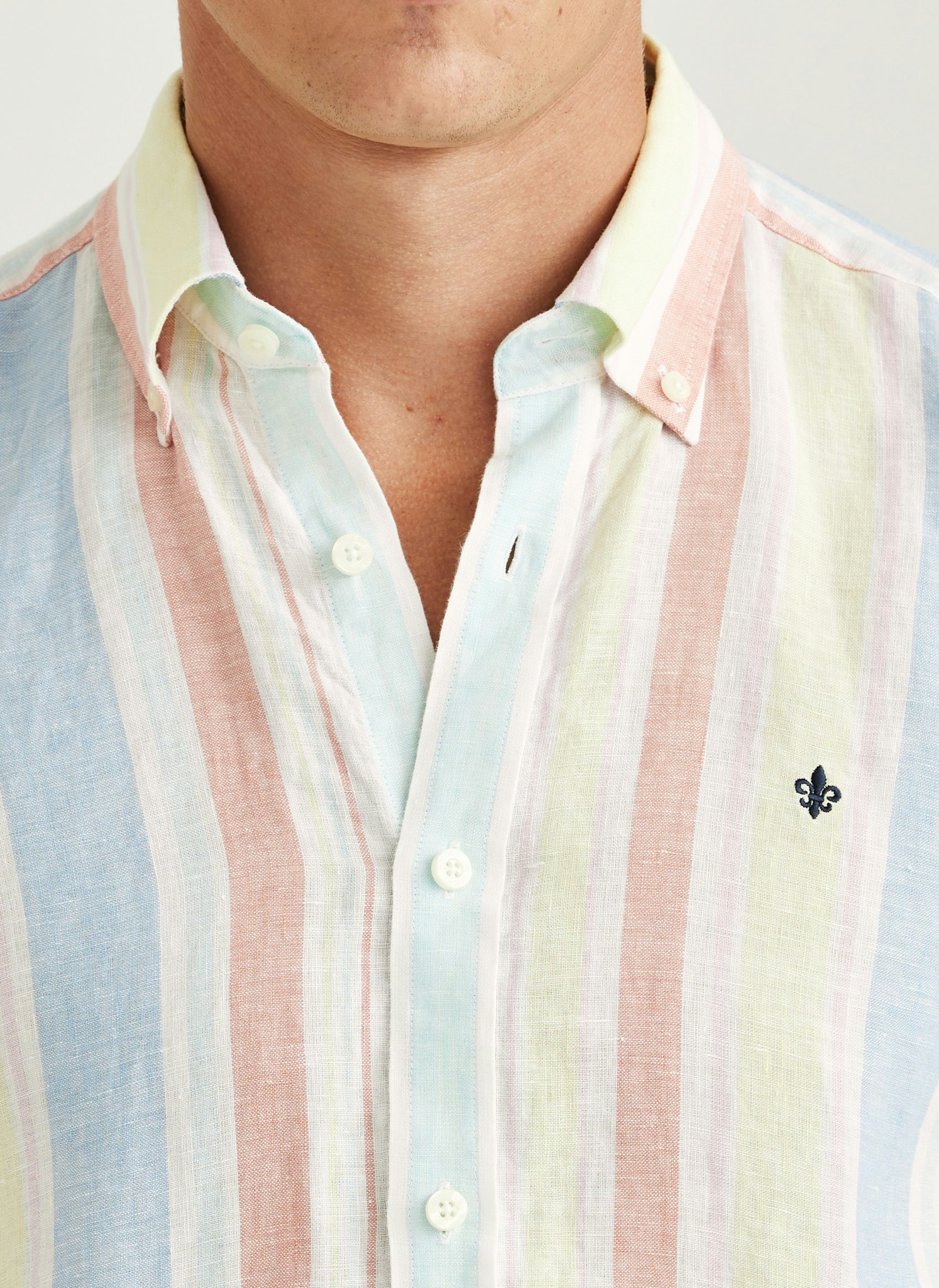 Morris - Happy Linen Stripe Shirt - Classic Fit (Yellow)