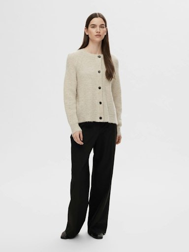Selected Femme - SLFLULU LS KNIT SHORT CARDIGAN NOOS (Birch)