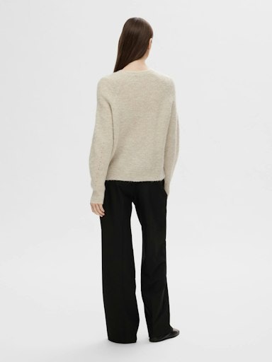Selected Femme - SLFLULU LS KNIT SHORT CARDIGAN NOOS (Birch)