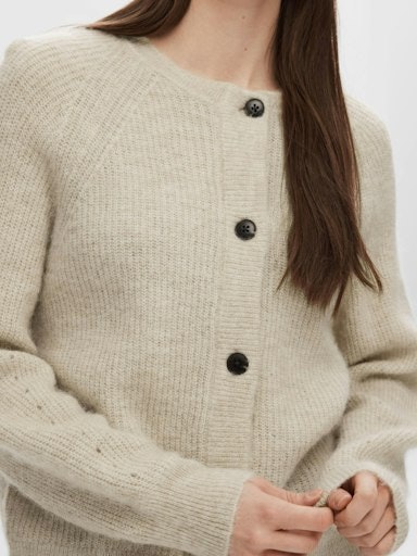 Selected Femme - SLFLULU LS KNIT SHORT CARDIGAN NOOS (Birch)