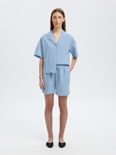 Selected Femme - SLFLUISA 2/4 LINEN BLEND REVERS SHIRT (Blue)