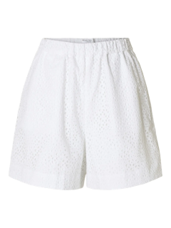 Selected Femme - SLFLAERKE HW WIDE BRODERI ANG SHORTS (White)