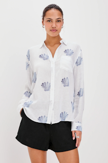 Rails - Charli Shirt Blue Seashells (Offwhite)