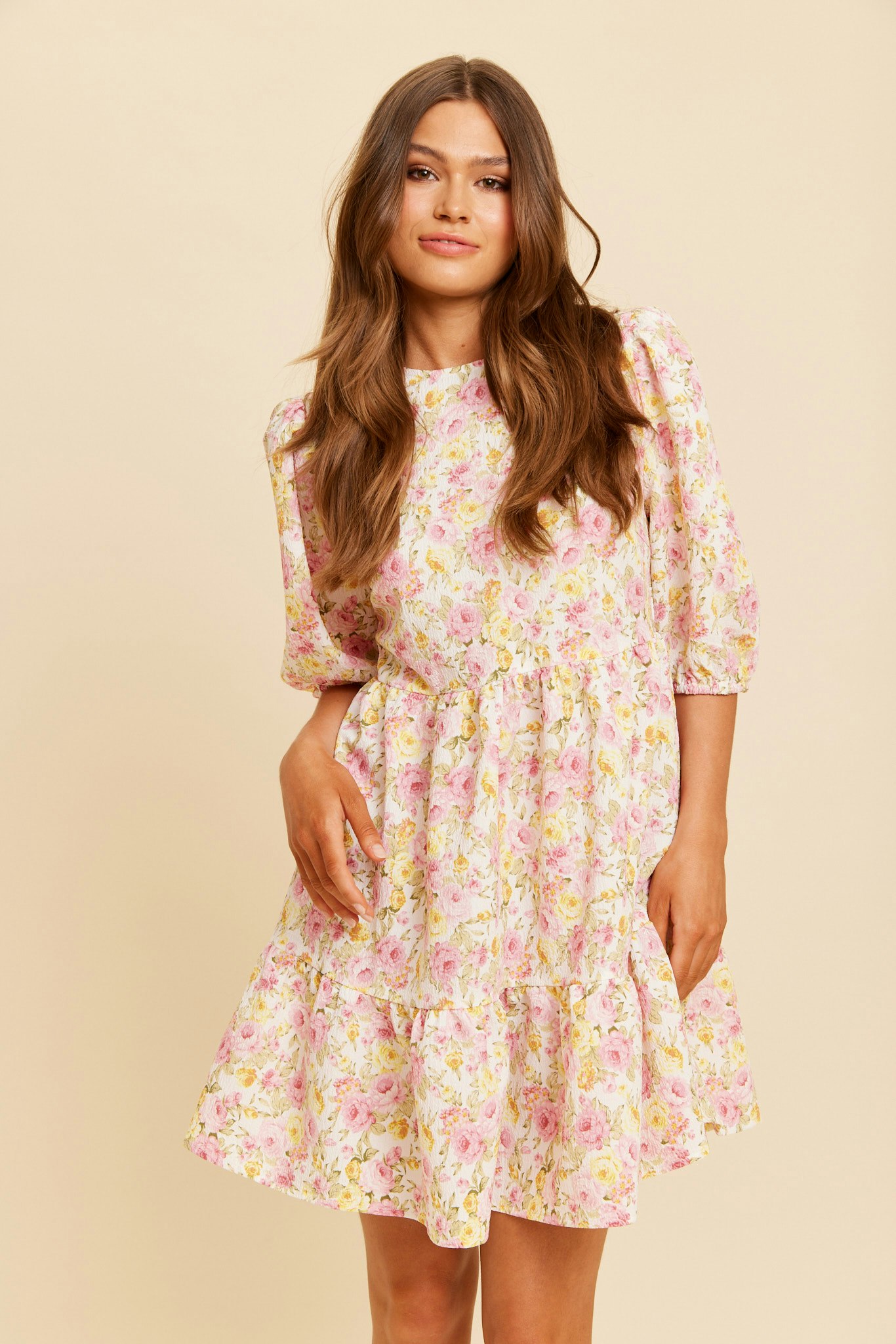 Rut & Circle - ZELINA SHORT DRESS (Pink Flower)