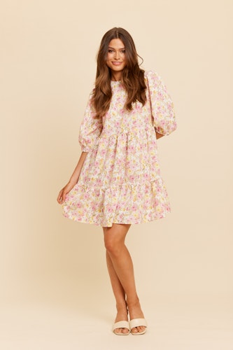 Rut & Circle - ZELINA SHORT DRESS (Pink Flower)