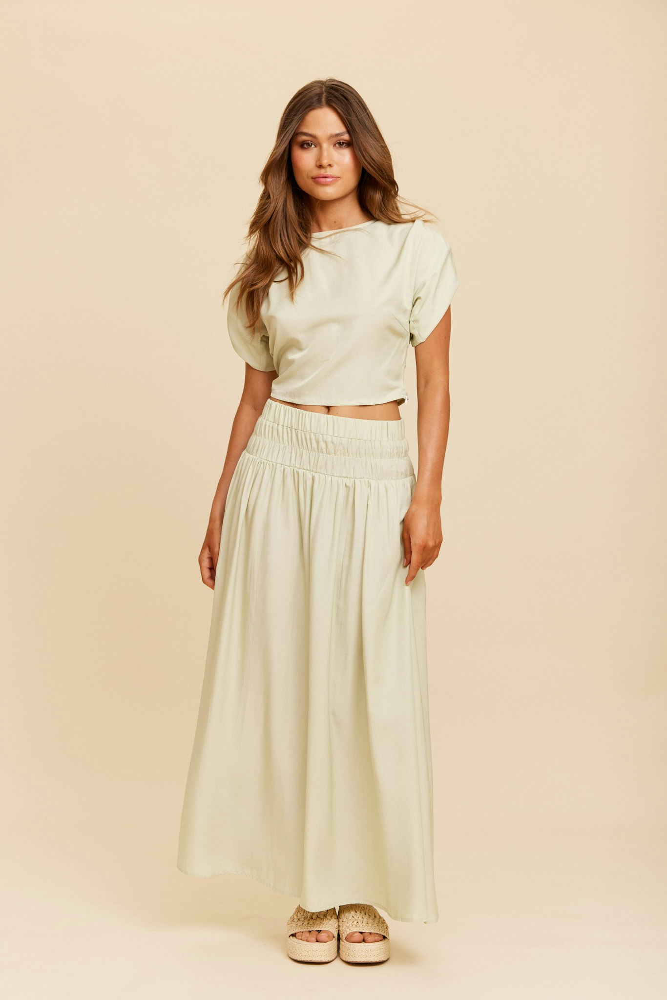 Rut & Circle - PAMELA MAXI SKIRT (Light Green)