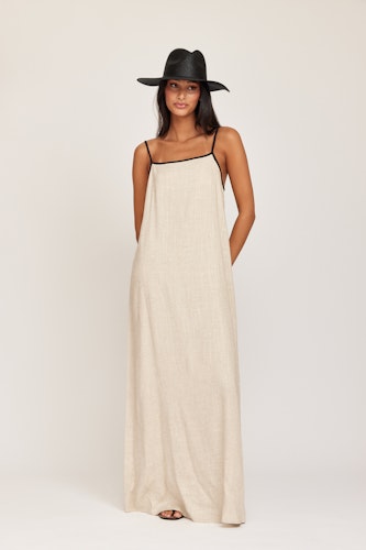 Rut & Circle - AMANDA LINEN DRESS (Beige)