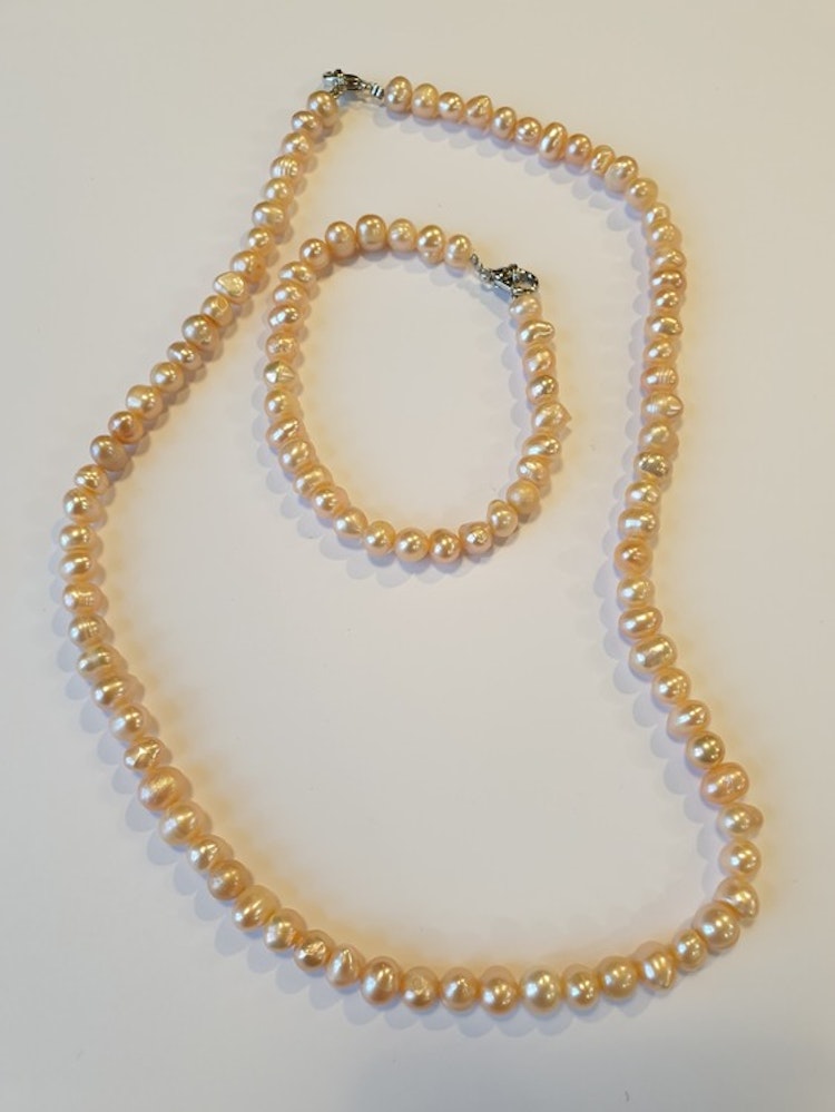 Pärlor - Set med Halsband & Armband - Rosa - Märkesbutiken