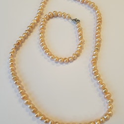 Pärlor - Set med Halsband & Armband - Rosa
