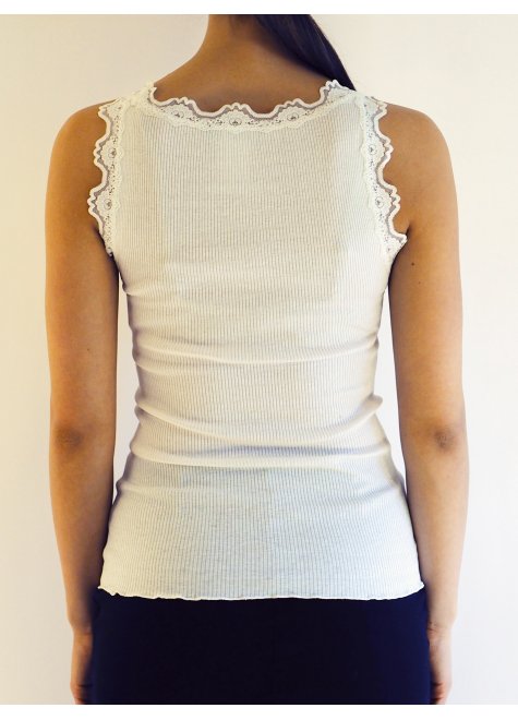 Rosemunde - Lace top in silk - New White