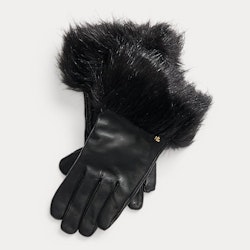 Ralph Lauren - Faux fur trim sheepskin tech gloves black - 999:-