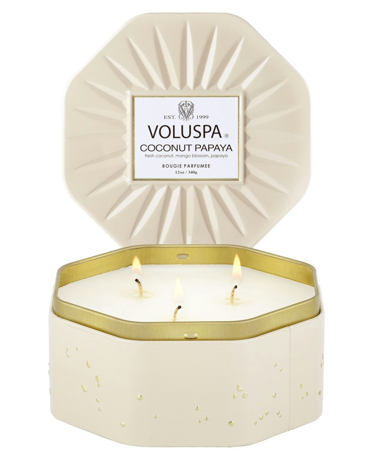 Voluspa - Coconut Papaya - 3 Wick Octagon Tin Candle