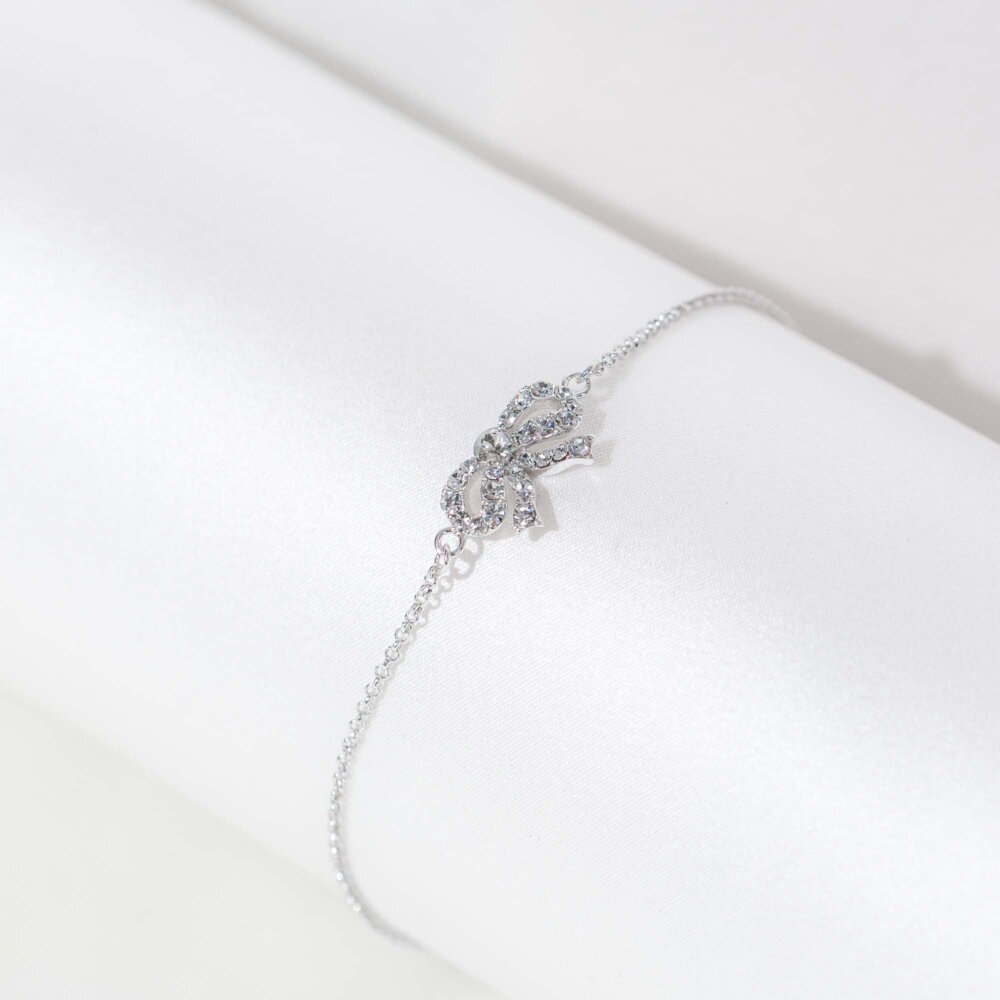 Lily and rose - PETITE ANTOINETTE BOW BRACELET – CRYSTAL (SILVER)
